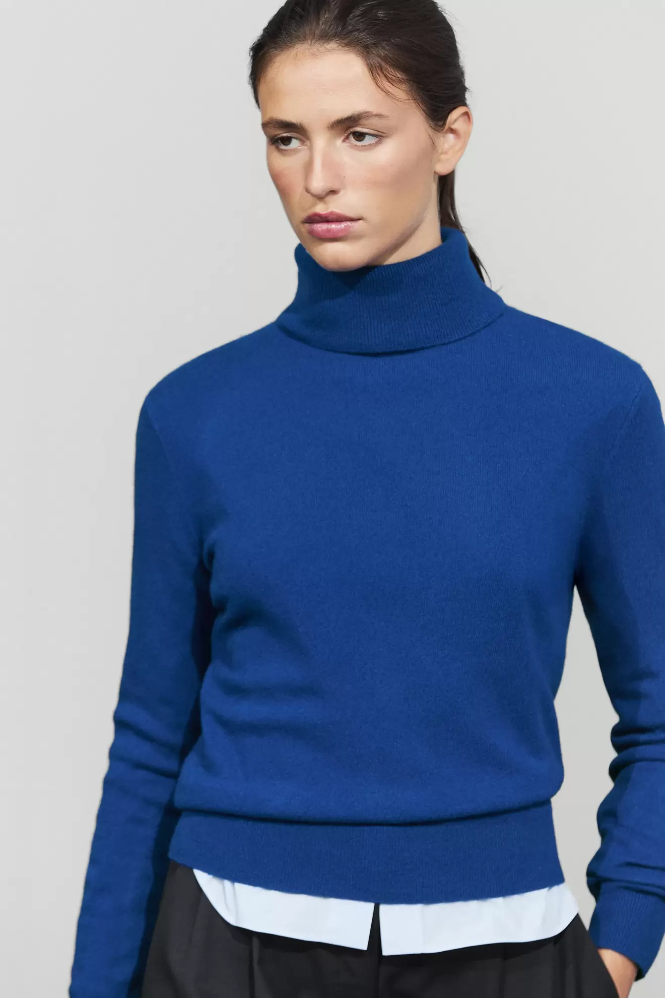 Wool blend knit turtleneck sweater