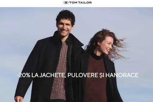Catalog Tom Tailor București | -20% LA JACHETE, PULOVERE ŞI HANORACE | 2025-12-11T00:00:00.000Z - 2025-12-24T00:00:00.000Z