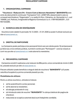 Catalog Lems Oradea | Regulament campanie VOUCHER BUNVENIT5 | 2025-12-16T00:00:00.000Z - 2026-01-31T00:00:00.000Z