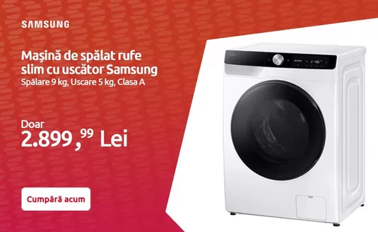 Catalog evoMAG Timișoara | Maşină de spălat rufe slim cu uscător Samsung | 2026-04-14T00:00:00.000Z - 2026-04-27T00:00:00.000Z