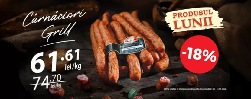 Catalog Sergiana Azuga | Produsul lunii Mai - CÂRNĂCIORI GRILL | 2026-05-04T00:00:00.000Z - 2026-05-31T00:00:00.000Z