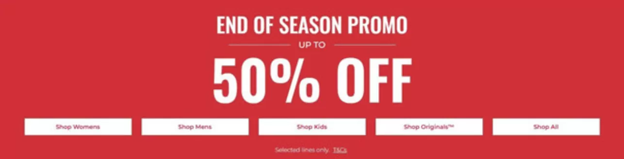 Catalog Clarks | END OF SEASON PROMO UP TO 50% OFF | 2026-06-15T00:00:00.000Z - 2026-06-28T00:00:00.000Z