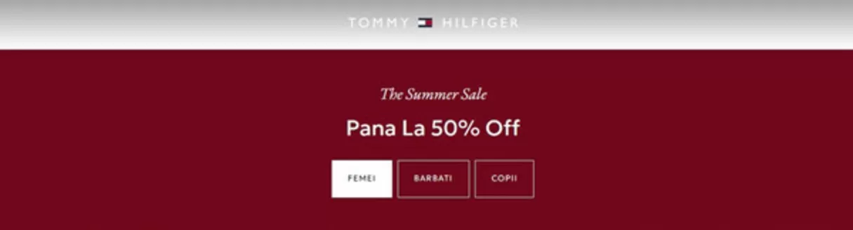 Catalog Tommy Hilfiger | The Summer Sale Pana La 50% Off | 2026-06-18T00:00:00.000Z - 2026-08-31T00:00:00.000Z