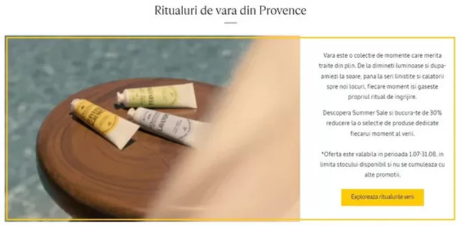 Catalog L'Occitane Iași | Ritualuri de vara din Provence | 2026-07-08T00:00:00.000Z - 2026-08-31T00:00:00.000Z