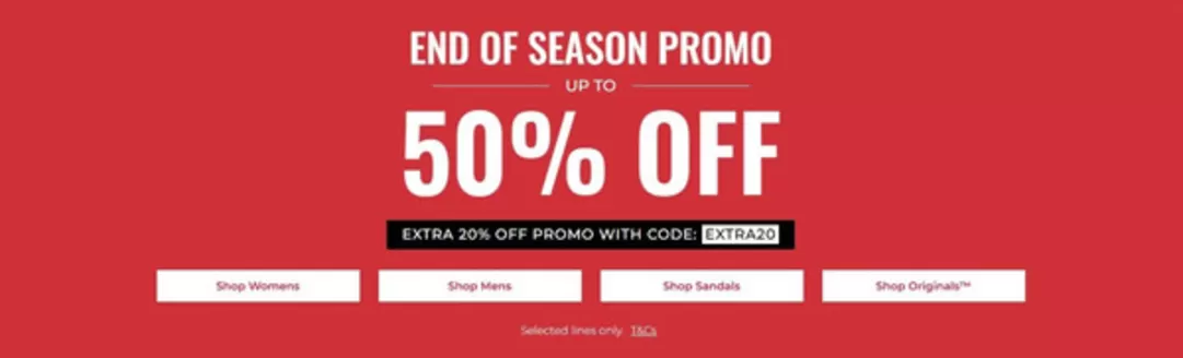 Catalog Clarks | END OF SEASON PROMO UP TO 50% OFF | 2026-07-09T00:00:00.000Z - 2026-07-22T00:00:00.000Z