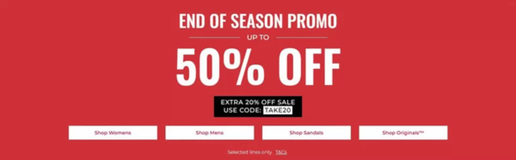 Catalog Clarks | END OF SEASON PROMO UP TO 50% OFF | 2026-08-06T00:00:00.000Z - 2026-08-19T00:00:00.000Z