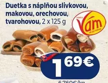 Duetka s náplňou slivkovou, makovou, orechovou, tvarohovou