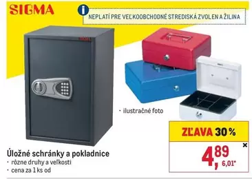 Sigma - Úložné schránky a pokladnice