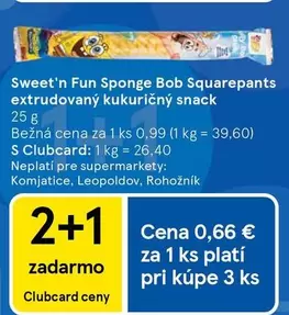 Sponge Bob -  Squarepants extrudovaný kukuričný snack