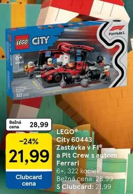 Lego - City 60443 Zastávka v F1 a Pit Crew s autom Ferrari