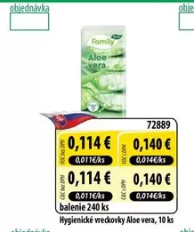 Hygienické vreckovky Aloe vera, 10 ks