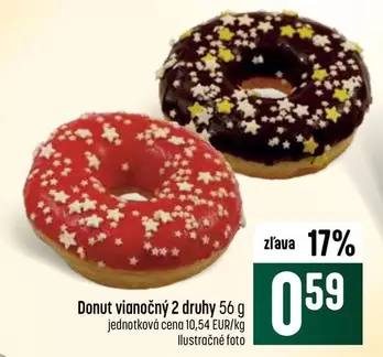 Donut vianočný 2 druhy 56 g