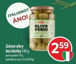 Zelené olivy bez kôstky