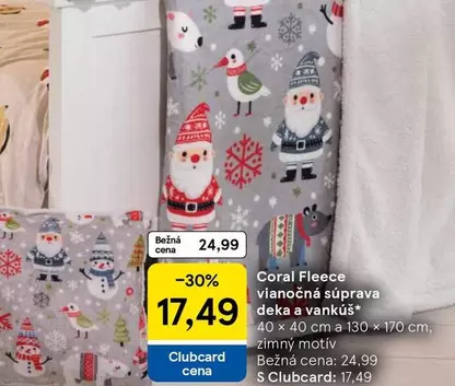Coral Fleece vianočná súprava deka a vankúš