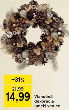 Vianočná dekorácia umelý veniec