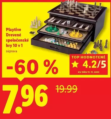 Drevené spoločenské hry 10 v 1 súprava