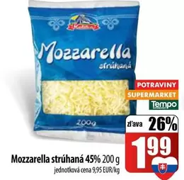 Mozzarella strúhaná 45% 200 g