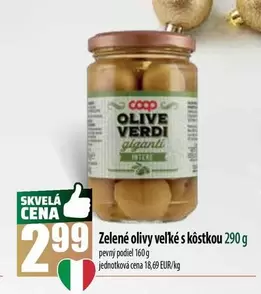 Zelené olivy veľké s kôstkou