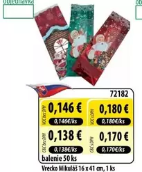 Vrecko Mikuláš 16 x 41 cm