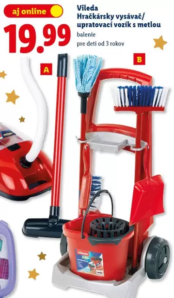 Hračkársky vysávač/ upratovací vozík s metlou