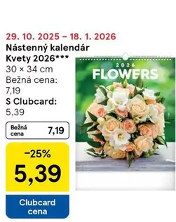 Nástenný kalendár Kvety 2026