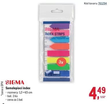 Sigma - Samolepiaci index