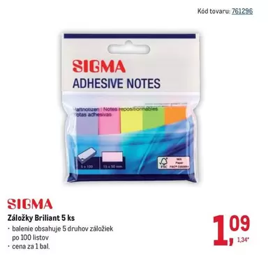 Sigma - Záložky Briliant 5 ks