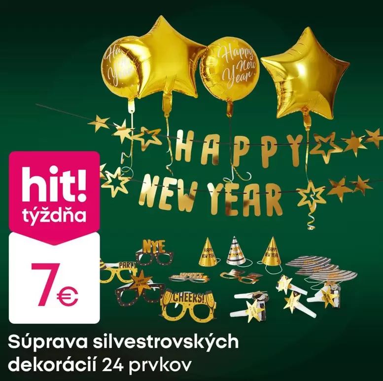 Súprava silvestrovských dekorácií 24 prvkov