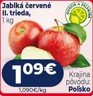 Jablká červené II. trieda