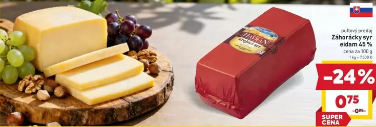 Záhorácky syr eidam 45 %