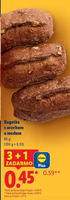 Bagetka s orechom a medem