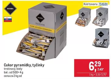 Cukor pyramídky, tyčinky