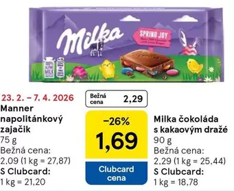 Milka - čokoláda s kakaovým dražé