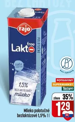 Mlieko polotučné bezlaktózové