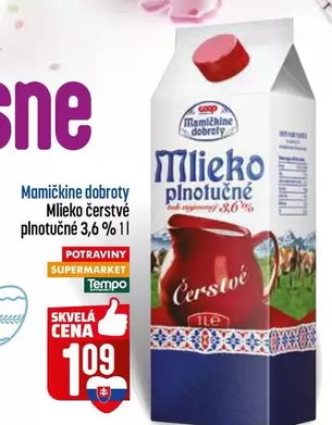 Mlieko čerstvé plnotučné