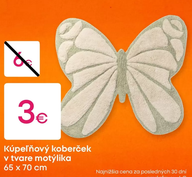 Kúpeľňový koberček v tvare motýlika