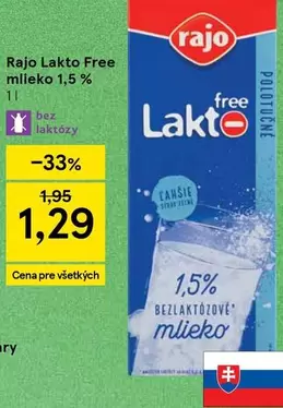 Lakto Free mlieko 1,5 %