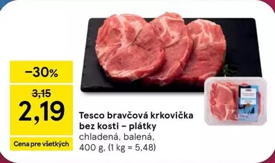 Tesco bravčová krkovička bez kosti – plátky