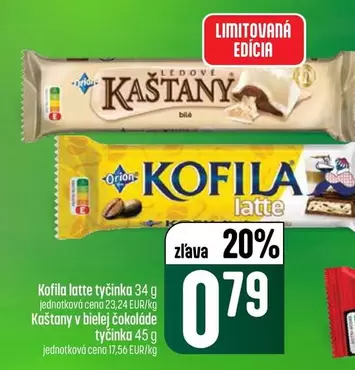 Kofila latte tyčinka, Kaštany