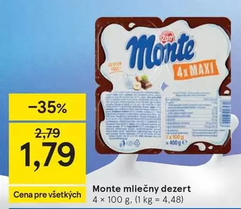 Monte mliečny dezert