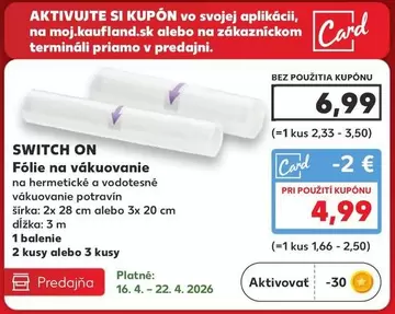 Switch - Fólie na vákuovanie
