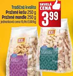 Pražené kešu 250 g, Pražené mandle 250 g