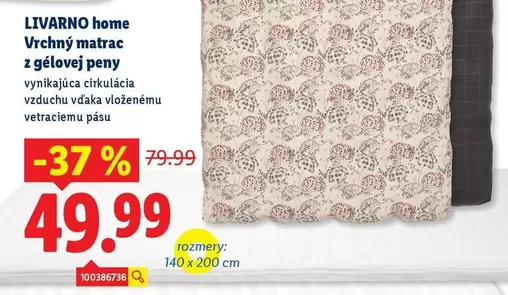 Vrchný matrac z gélovej peny