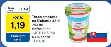 smotana na šľahanie 33%