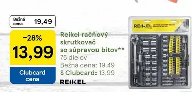Račňový skrutkovač so súpravou bitov