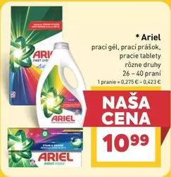 Ariel - prací gěl, prací prášok, pracie tablety