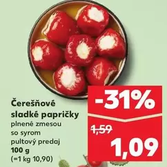 Čerešňové sladké papričky plnené zmesou so syrom
