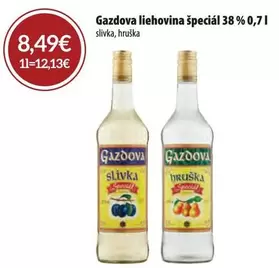 Gazdova liehovina špeciál 38 % 0,7 l slivka, hruška