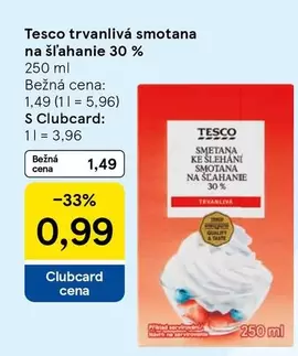 trvanlivá smotana na šľahanie 30 %