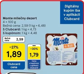 Monte mliečny dezert